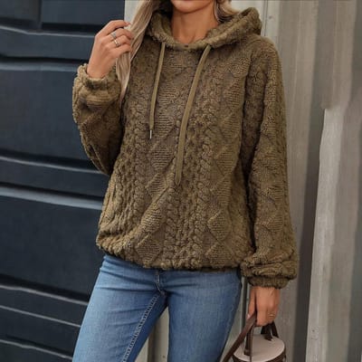 Dames Pluche Lange Mouw Losse Hoodie Korte Sectie Pullover Sweatshirt Jas, Herfst en Winter, Homewear, Pyjama S