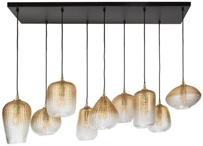 AnLi Style Hanglamp Dot 5+4-lichts / Amber glas