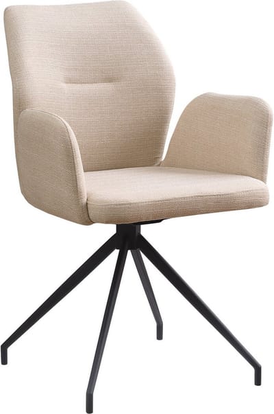 Armstoel Sonja Beige - Stof - Draaibaar - Zithoogte 48 cm - Zitdiepte 42 cm - Met armleuning