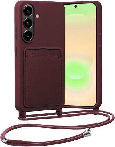 Hoesje Geschikt voor Samsung A37 Hoes Met Telefoonketting - Backcover Geschikt voor Samsung Galaxy A37 Case Met Koord - Aubergine