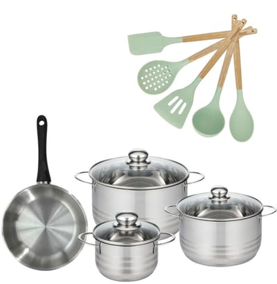Set Koekenpan 20cm Fackelmann Genève en 3 Kookpannen 16/20/24cm Fackelmann Genève met 5 Ocean keukengerei