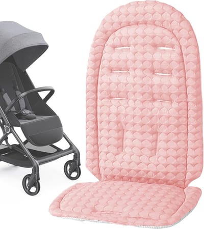 Kinderwagen Zitje - Baby Kussen - Comfortabel Reizen - Omkeerbaar Jaar-rond - 36 x 64 cm - Roze
