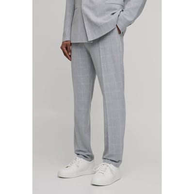 Pantalon Met Ruitjespatroon En Rechte Tailored Pasvorm | Grey | Size 28