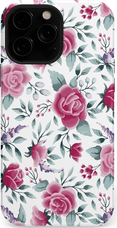 Casetastic Hoesje Geschikt voor Apple iPhone 13 Pro Magsafe - Stijlvolle Beschermende Duo-layer Case - Paarse Bloem Pracht