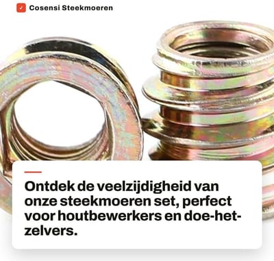 Dailygoods- Zeskant Moeren - Pakket van 20 Stuks - M6/M8/M10 - Zinklegering - Steekmoeren - Buitendraad - Voorgeboord Gat