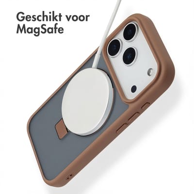 Accezz Hoesje - Geschikt voor Apple iPhone 17 Pro Max - Ring Stand Backcover geschikt voor MagSafe - Bruin