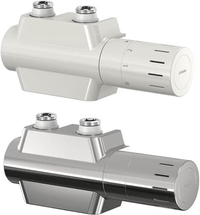 Complete Set Afsluit- en Regelventiel voor Handdoekverwarming en Designradiator (Wit) - 50mm Hartafstand