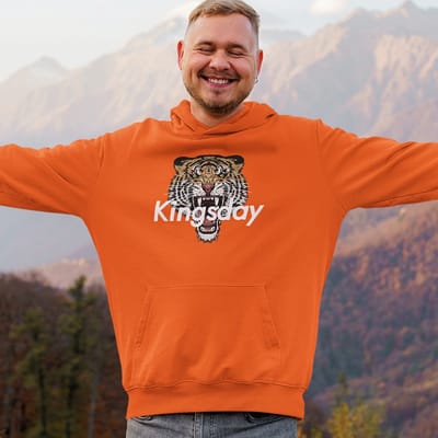 Oranje Koningsdag Hoodie Kingsday Tiger - Maat M - Uniseks Pasvorm - Oranje Feestkleding