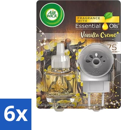 Air Wick Essential Oils - Elektrische Geurverspreider Starterkit - Vanille Crème - 19ml - Voordeelverpakking - 6 stuks
