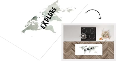Keukenloper - Loper keuken - Wereldkaart - Aquarelverf - Quotes - 120x50 cm - Keukenloper vinyl