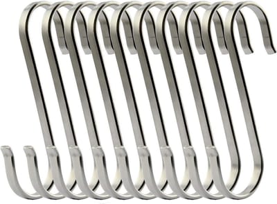 WiseGoods S Haken Heavy Duty - Ophanghaken - Haak Badkamer en Keuken - 20 KG Belastbaar - 10 Stuks - Zilver - RVS