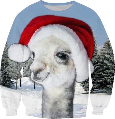 Lama met een kerstmuts Foute kersttrui - Maat: L - Kerstmis trui - Heren kersttrui - Dames kersttrui - Foute kersttruien - Kerst outfit - Kerstkleding - Lelijke kersttrui - Gekke kersttrui -
