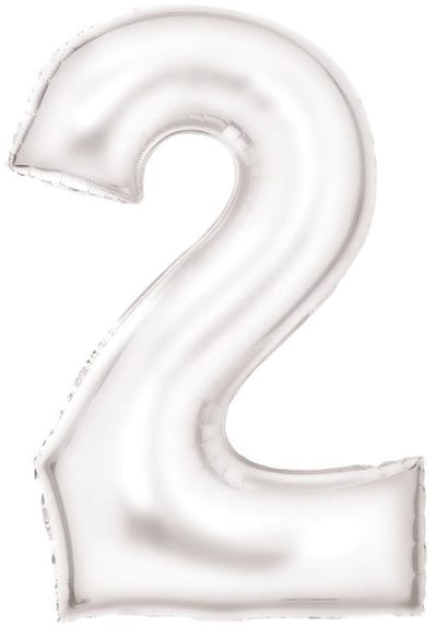 Folieballon 86cm cijfer 2 Silk White