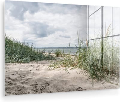 MuchoWow® Glasschilderij 120x80 cm - Schilderij acrylglas - Zand - Planten - Duitsland - Foto op glas - Muurdecoratie woonkamer - Wanddecoratie slaapkamer - Schilderijen