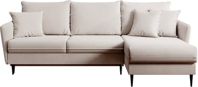 Selsey Volio - Hoekbank met slaapfunctie - Beige met zwarte poten