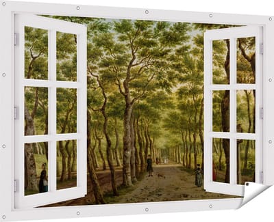 Gards Tuinposter Doorkijk Het Herepad in het Haagse Bos - Paulus Constantijn la Fargue - 180x120 cm - Tuindoek - Tuindecoratie - Wanddecoratie buiten - Tuinschilderij