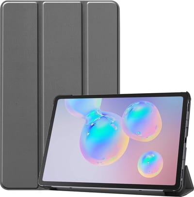 Hoes - Geschikt voor Samsung Galaxy Tab S6 Lite - Dun & Stevig - Trifold Bookcase - Hard Cover - Hardcover Book Case - Tablet Hoesje - Grijs