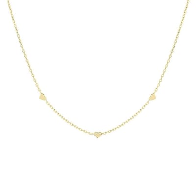 YO&NO - Ketting - Zilver verguld - Anker -  Hartjes -  1,1 mm -  41 + 4 cm - Sieraden vrouw - Zilver 925