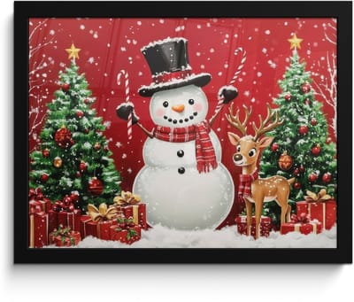 Poster in lijst - Fotolijst 40x30 cm - Posters - Feestvreugde - Winterbos - Kleurrijk - Posterlijst zwart - Decoratie - Wanddecoratie woonkamer - Muurdecoratie slaapkamer