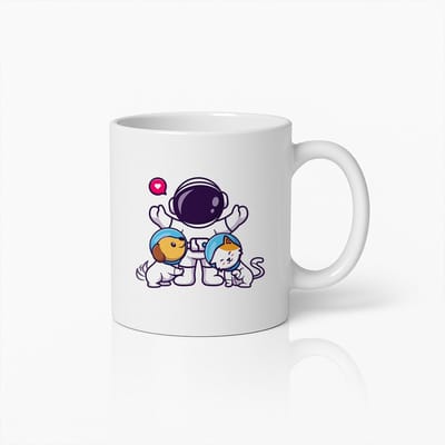 Astronaut met Schattige Ruimtehonden Mok – Leuk Cadeau voor Dierenliefhebbers