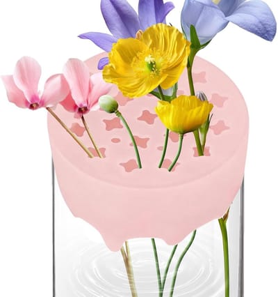 Bloemenrooster Vaas - Bloemenschik Houder - Bloemen Schikken - Flexibel Siliconen Rooster - 3x8x3 cm - Roze