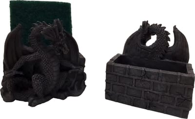 Draak Beeld Telefoon/Schuursponsjes houder - Set Telefoonhouder decoratief 10 cm | GerichteKeuze