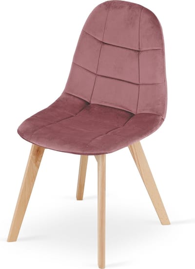 BORA Stoel - Donkerroze Velvet, Houten Poten, Functioneel Ontwerp en Comfortabele Zitting voor Woonkamer, Keuken, Slaapkamer en Eetkamer, Max. 120 kg
