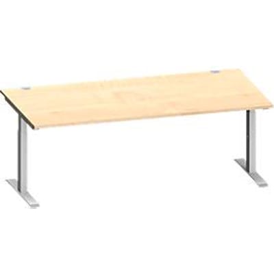 Schäfer Shop Genius bureau MODENA FLEX, rechthoekig, T-poot rechthoekige buis, B 2000 x D 1000 x H 650-850 mm, ahorn/wit aluminium