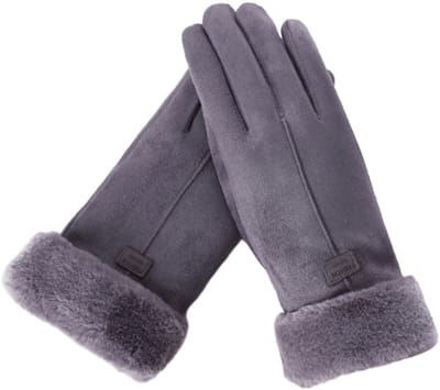 longziming -Dames Winterhandschoenen – Warm Fleece Touchscreen Handschoenen – Winddicht, Rekbaar & Antislip – Ideaal voor Wintergebruik – Grijs