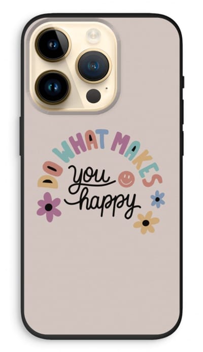 Case Company® - Hoesje geschikt voor iPhone 14 Pro hoesje - Happy days - Biologisch Afbreekbaar Telefoonhoesje - Bescherming alle Kanten en Schermrand