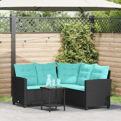 vidaXL - Tuin - Sofa - 2 - st - 5-Aantal - zitplaatsen - Zwart - en - Turkoois