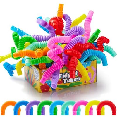 103050 STUKS Regenboog Pop Tubes Sensorisch Speelgoed Stressverlichting Telescopische Buis Uittrekbaar Fidget Speelgoed Kinderen Volwassenen Decompressie Speelgoed red