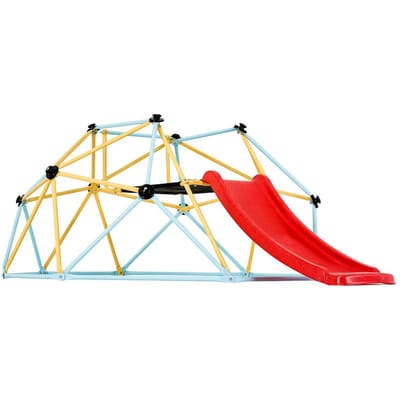 Dôme d'escalade, Dôme d'escalade géométrique de 8 pieds avec toboggan, pour enfants de 3 à 9 ans, Structure d'escalade supportant 600 LBS et assemblage facile, avec poignées d'escalade,