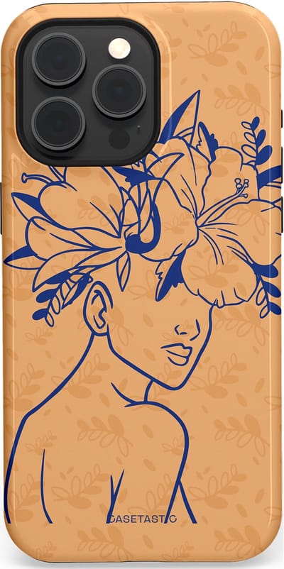 Casetastic hoesje geschikt voor Apple iPhone 15 Pro Max - MagSafe - Dubbellaagse bescherming - Lijn en Bloesem - Fashion Case - Perzik