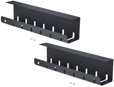 StarTech.com 2-Pack Kabelmanagement Tray voor onder bureau, 106cm (53cm per tray), Metalen Kabelgoot, Sleufontwerp, Schroefmontage, Stekkerdoos Houder, Zwart, TAA