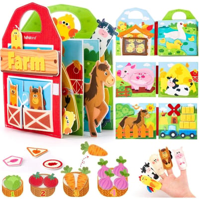 Livre d'activités fermier pour tout-petits Garçons Filles Jouets pour enfants Livre d'activités calme éducatif Jouets Montessori de voyage pour tout-petits Cadeaux d'anniversaire red
