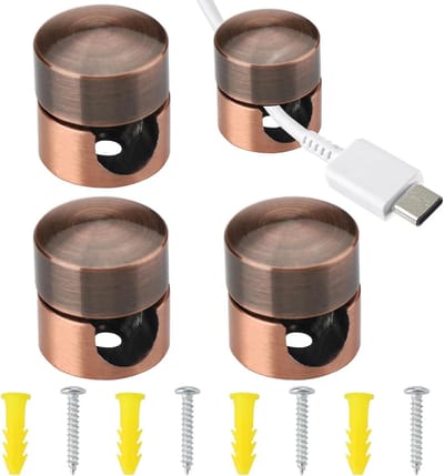 Kabelhouders Aluminium - Kabelclips Bureau - Kabels Organiseren - Robuust Materiaal - 4 stuks - Antiek Koperrood
