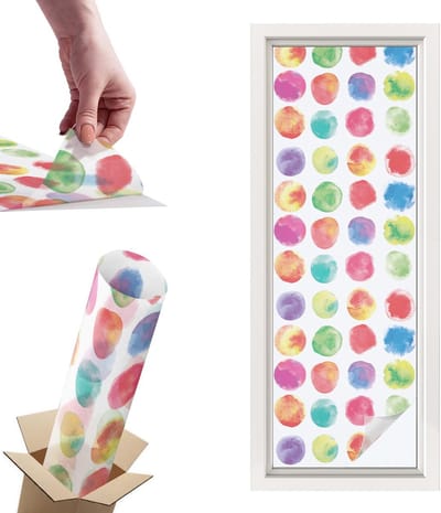 Tulup Raamfolie Anti inkijk - Kleurrijke cirkels Privacy Folie Raam - 50x146 cm - Veelkleurig Anti inkijk Folie - Raamfolie Tegen inkijk Glas in Lood - Voor de slaapkamer, woonkamer en hal. - Raamfolie Zonwering