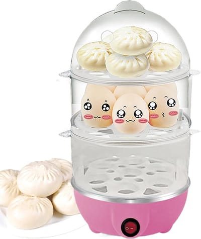 Elektrische Eierkoker - Stoompan Multifunctioneel - Snel Ontbijt Koken - Automatische Uitschakeling - 16x16x28 cm - Roze