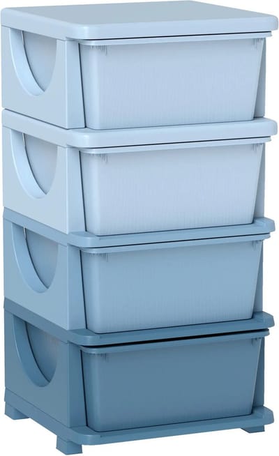 Opbergboxen - Ladekast met opbergdoos - Speelgoed organizer - Speelgoedkast - Blauw - 37cm x 37cm x 76cm