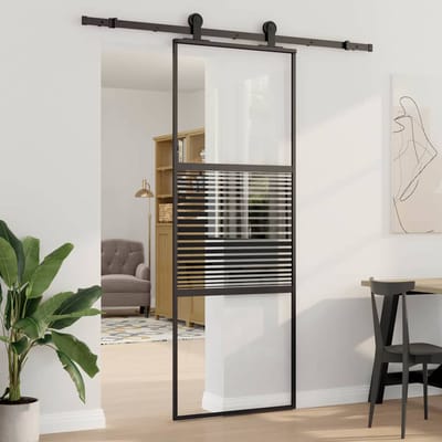 vidaXL - Glazen - deur - 76 - x - 2 - x - 205 - cm - Aluminium - Zwart