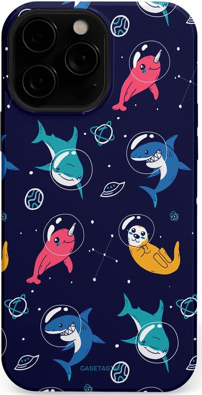 Casetastic Hoesje Geschikt voor Apple iPhone 13 Pro Magsafe - Stijlvolle Beschermende Duo-layer Case - Ruimte Oceaan Blauw