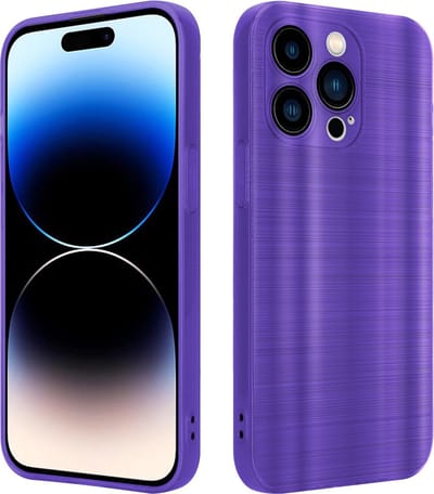 Cadorabo Hoesje geschikt voor Apple iPhone 14 PRO in Brushed Paars - Beschermhoes Case Cover van flexibel TPU silicone in Brushed design