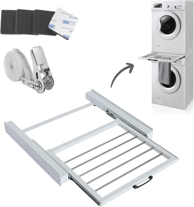 Universele Stapelkit - Wasstapelaar Droogrek - Ruimte Besparen - Verstelbaar Droogrek - 54x60x8 cm - Wit