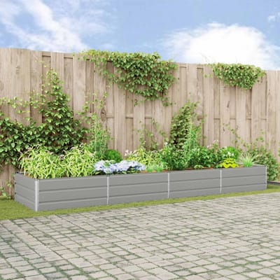 vidaXL - Plantenbak - Lichtgrijs - 385 - x - 100 - x - 45 - cm - Gegalvaniseerd - staal
