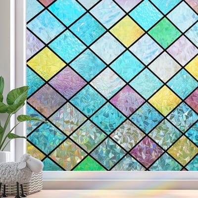 Raamfolie Regenboog - Kleurrijke Folie - Privacy Creëren - Lijmvrij Herbruikbaar - 44.5 x 200 cm - Bunt