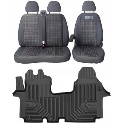 FROGUM No.77 - Stoelhoezen + Automatten voor Renault Trafic II (2001-2014) - Perfecte Pasvorm - Duurzaam & Veilig