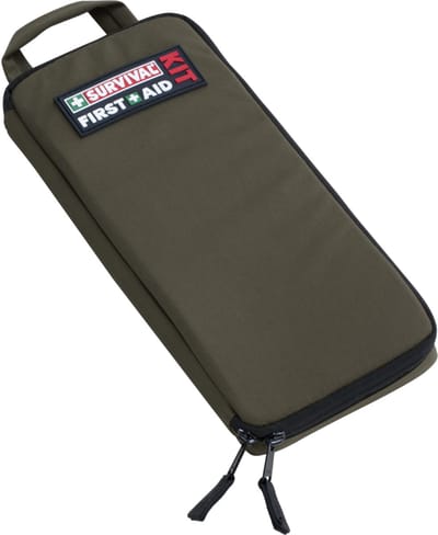 Survival Slimline First Aid Kit - Olijfgroen - EHBO-set voor Wandelen, Skiën & Mountainbiken - Ultradun