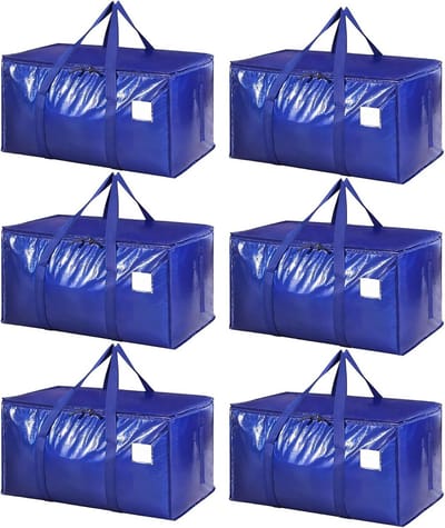 Opbergdozen met Deksel - Verhuisdozen Kledinghoezen - Opbergen en Verhuizen - Verstevigde Handvatten - 90 Liter - Blauw