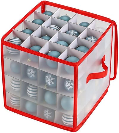 Opbergdoos Kerstballen - Decoratie Container - Feestdagen Opslag - 64 Vakken Scheiding - 3x3 Inch Vakken